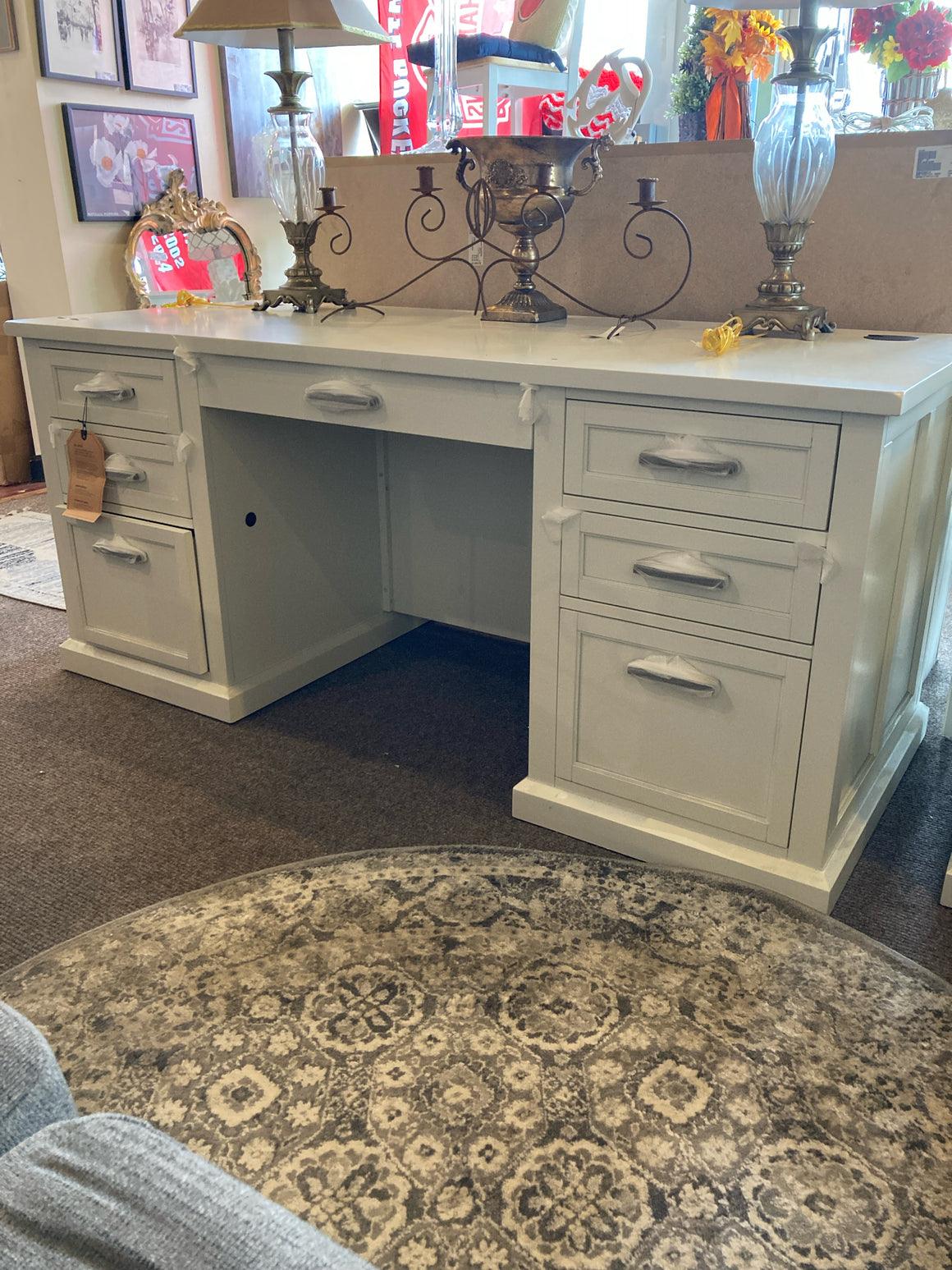 Martin Furniture Traditional Wood Pedestal White Desk