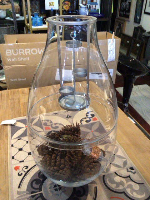 Modern Clear Glass 2 Piece Candle Holder