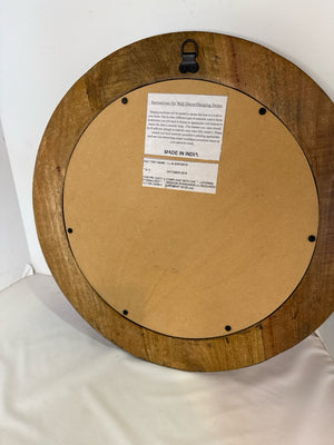 Rustic Tan/Black Wood Round Mirror