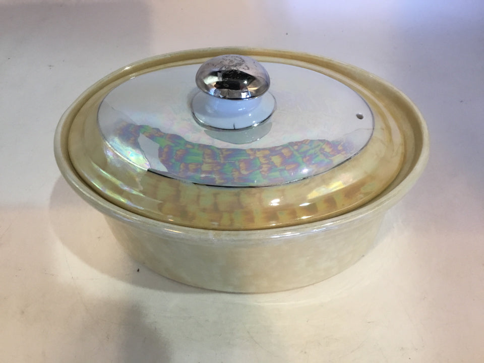 Royal Rochester 50's Yellow Oval Iridescent Casserole