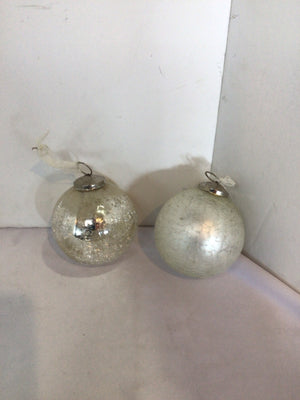 Christmas White/Silver Glass Ornaments Holiday Item