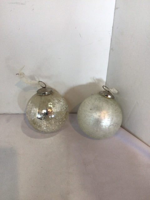Christmas White/Silver Glass Ornaments Holiday Item