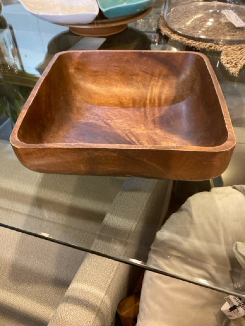 Brown Wood Square Bowl