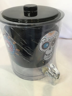 Drink Dispenser Black/White Plastic Skull Holiday Item