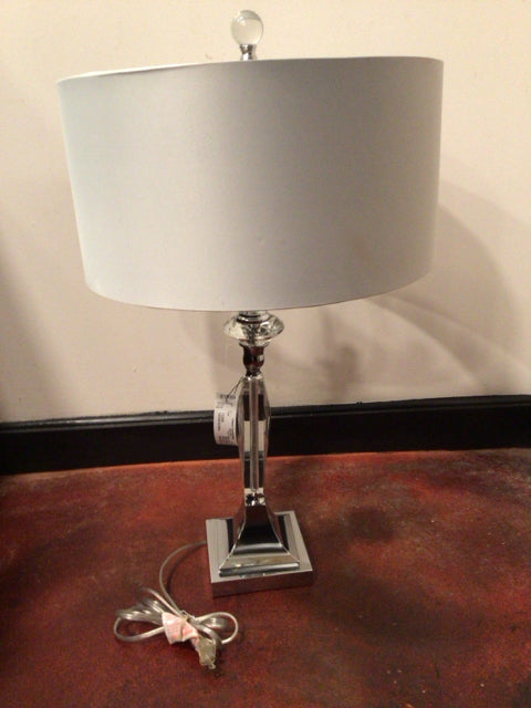 Silver Metal Lucite Lamp