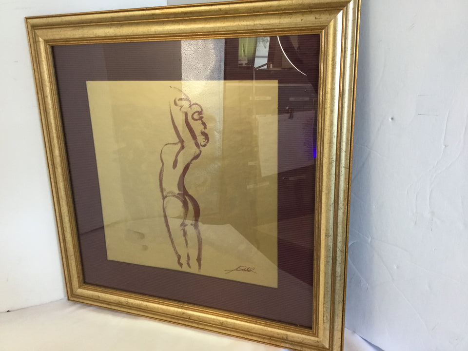 Purple/Gold Woman Framed Art