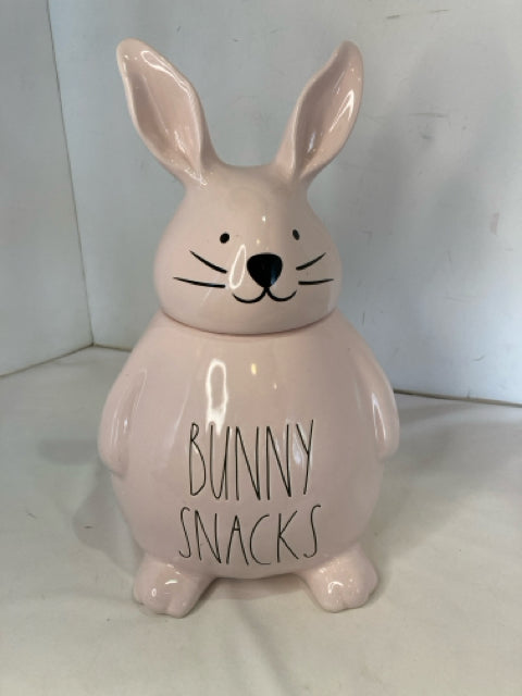 Rae Dunn Pink/Black Ceramic Bunny Cookie Jar