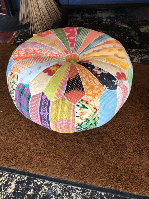 PIER 1 Cotton Patchwork Multi-Color Ottoman