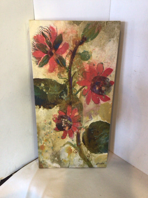 Red/Green Canvas Floral Stretch Canvas Art