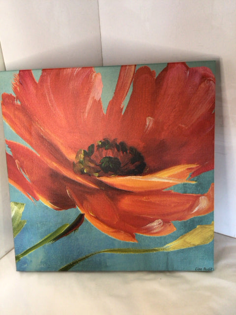 Blue/Orange Poppies Stretch Canvas Art