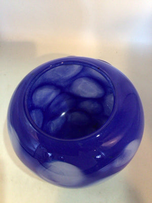 Modern Blue/White Glass Round Vase