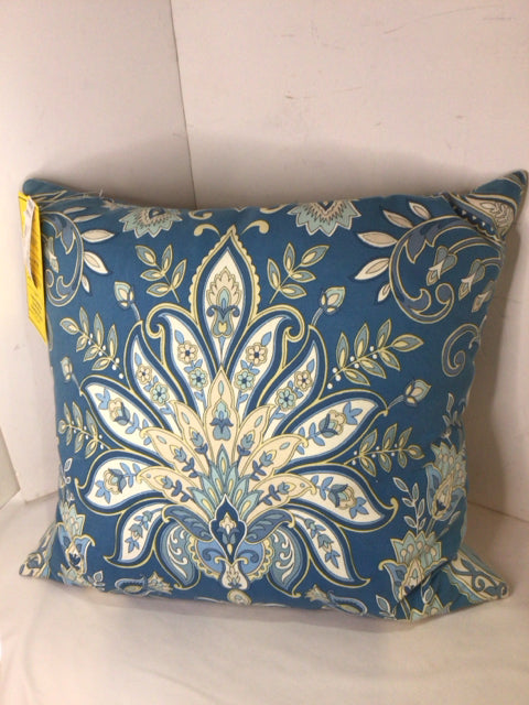 Blue/White Cotton Paisley Down Filled Pillow
