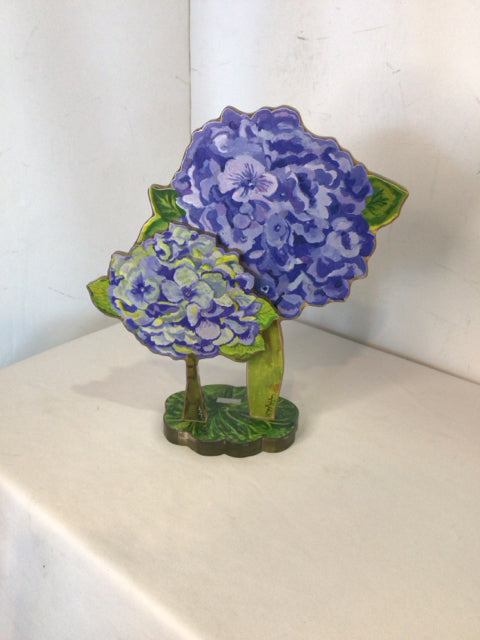 Signed Cut out Blue/Green Acrylic Hydrangea Figurine