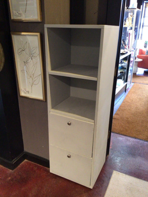 Wood 2 Drawers Shelf Gray File Cabinet