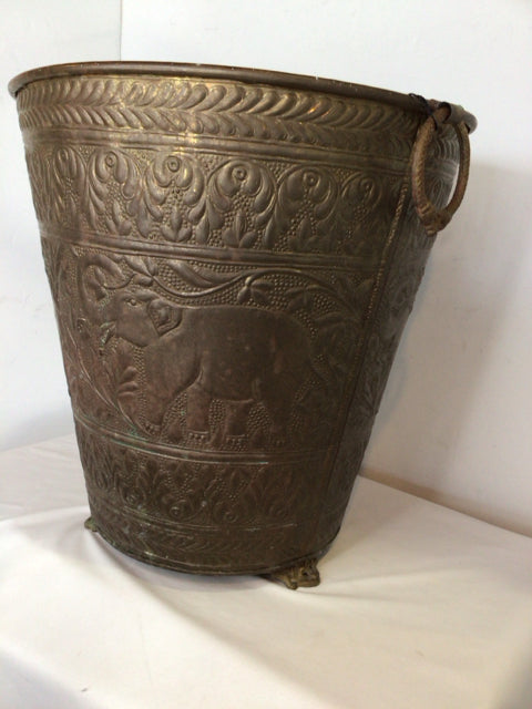 Vintage Bronze Copper Elephant Bucket