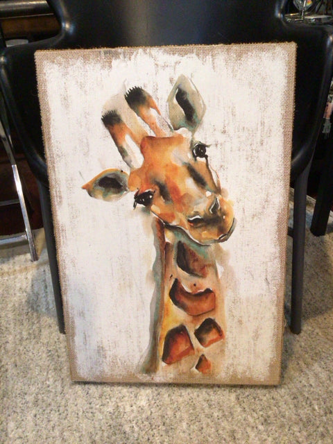 Tan/White Giraffe Stretch Canvas Art