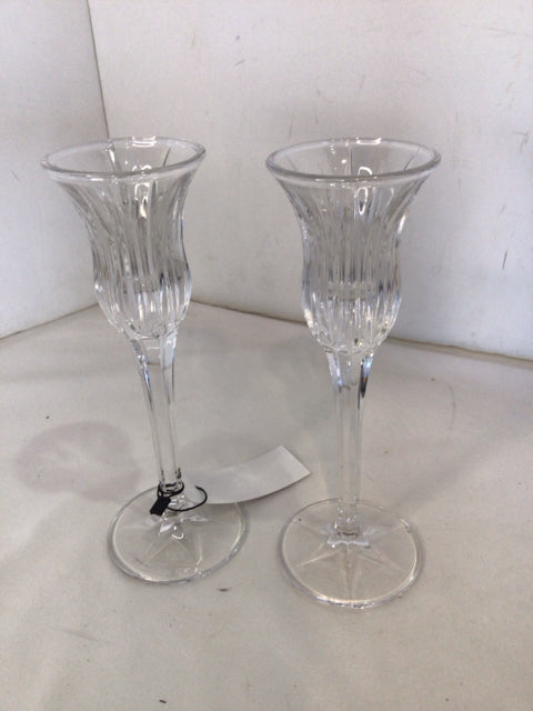 Mikasa Pair Clear Leaded Glass Icicle Candle Holders