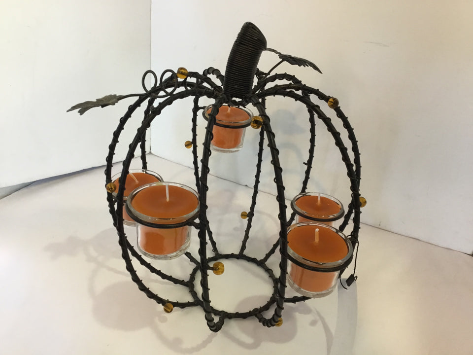 Halloween Black Metal Votive Pumpkin Holiday Item