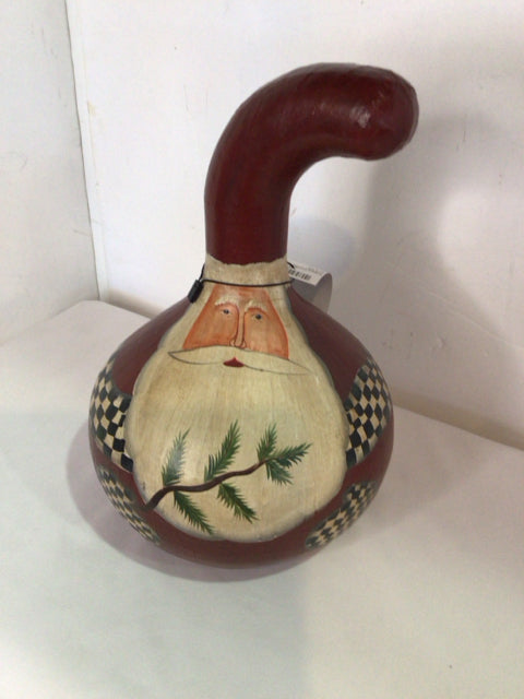 Gourd Red/white Santa Holiday Item