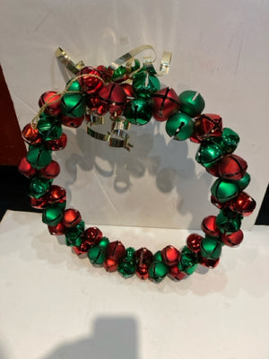 Wreath Red/Green Bell Hanging Holiday Item