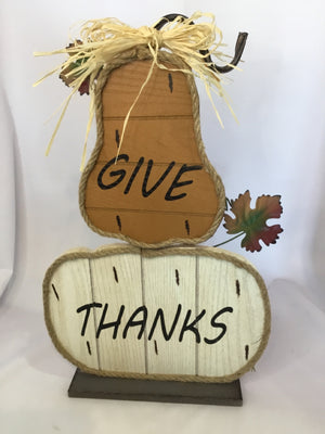 Thanksgiving Cream/Orange Wood Pumpkin Holiday Item