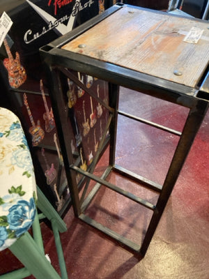 Rustic Brown Wood/Metal Plant Stand