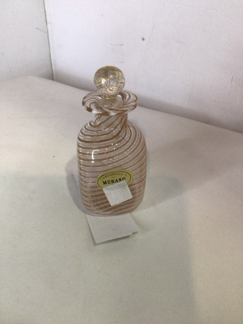 Murano Vintage Perfume Clear/Gold Glass Hand Blown Bottle