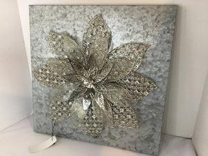 Galvanized Steel Flower Silver Wall Decoration Art