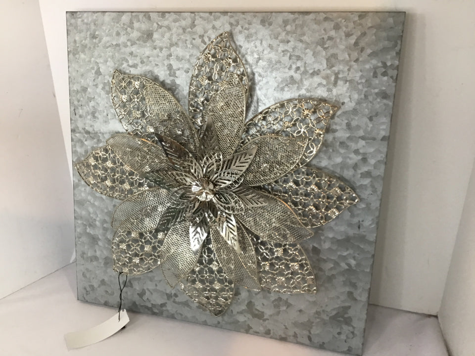Galvanized Steel Flower Silver Wall Decoration Art