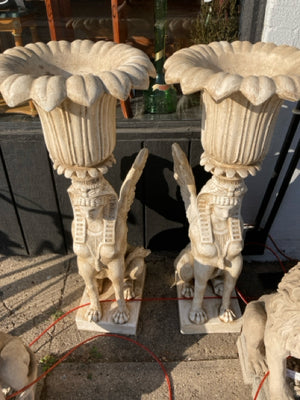 Pair Cream Griffin Planter