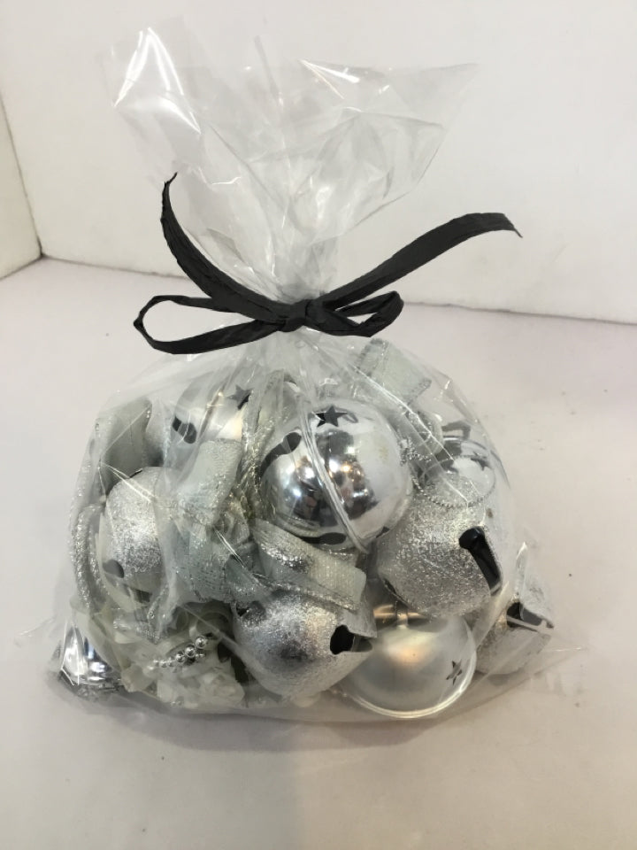 Silver Metal Bells Bag of Ornament