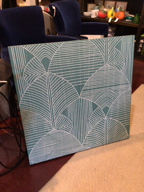 Abstract Green/White Stretch Canvas Art