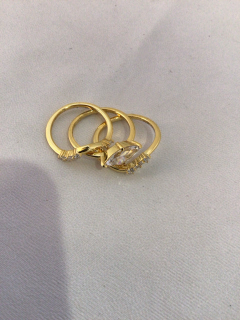 Shine of Diamond Gold Set of 3 Cubic Zirconia Ring