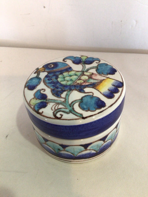 Lidded Ceramic Bird White/Blue Box