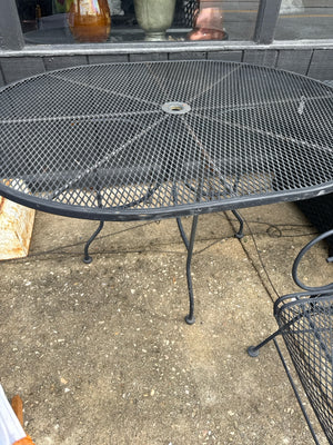 Outdoor/Outside Wrought Iron Oval Black Table