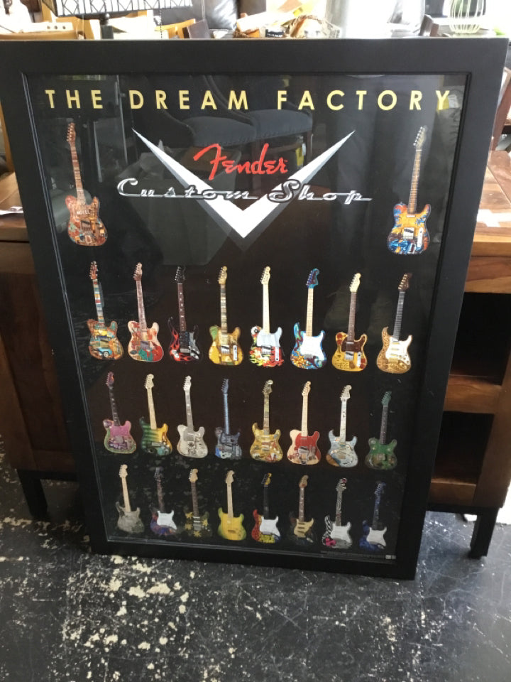 Fender Black/Multi Guitar Framed Art