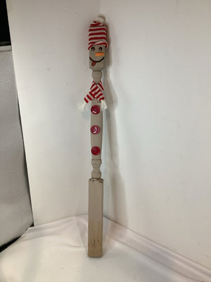 Handmade Red/white Wood Snowman Holiday Item