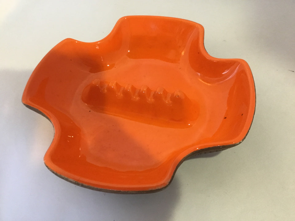 Mid-Century Orange Pottery Ash Tray