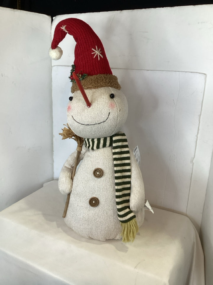 Christmas White/Red Polyester Stuffed Snowman Holiday Item