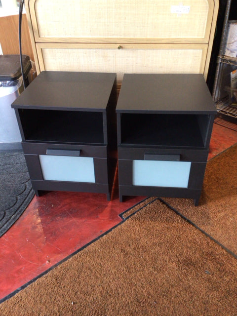 IKEA Pair Wood 1 drawer Black Nightstands
