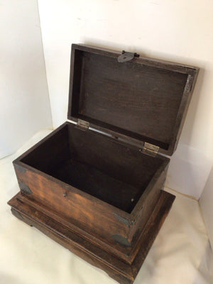 Vintage Trunk Wood Rustic 2 Piece Brown Box