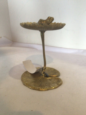 Gold Metal Lilly Pad Frogs Figurine