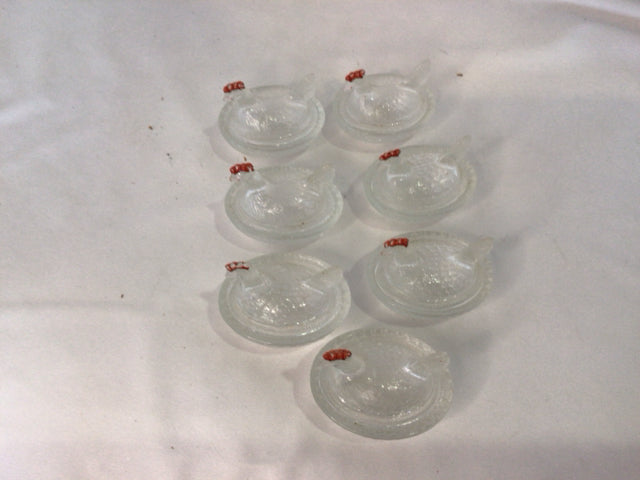 Vintage Trinket Clear Glass Chicken Bowl