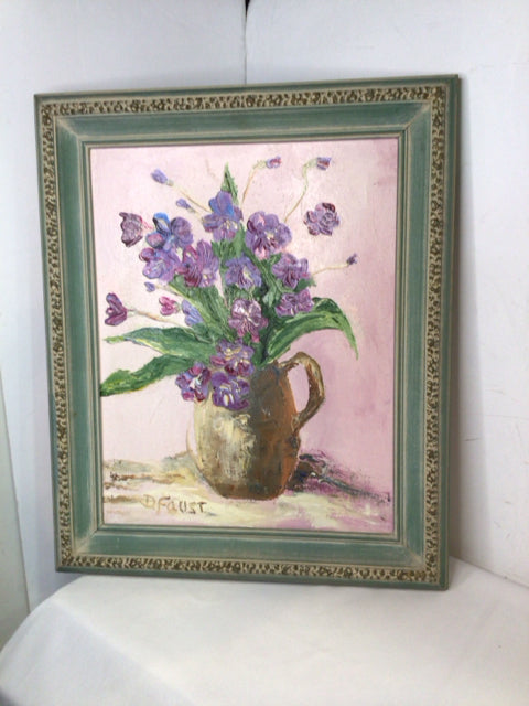 Pink/Purple Oil Flower Framed Art