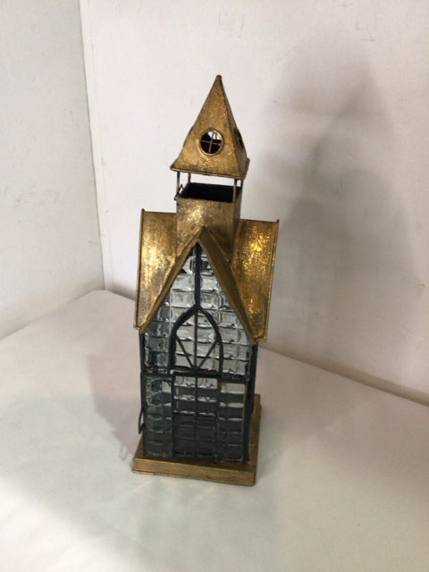 Lantern Gold Metal Candle Holder Church Holiday Item