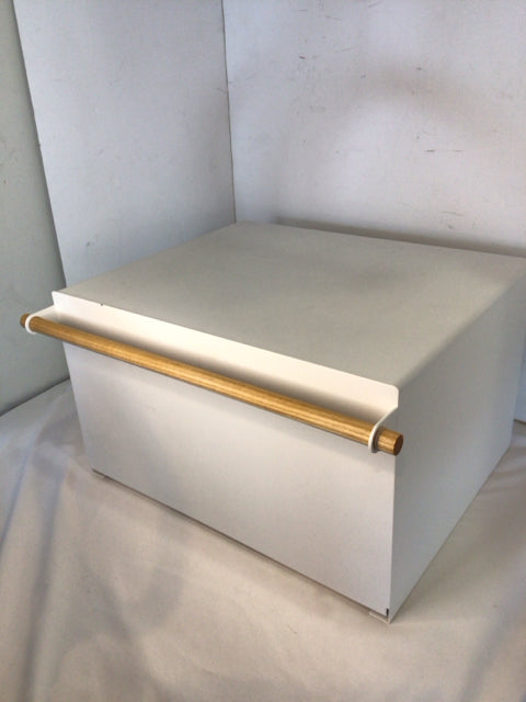 Modern White Metal Bread Box