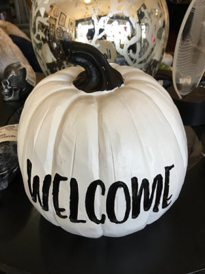 Halloween White Resin Pumpkin Holiday Item