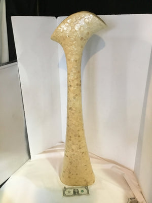 Mosaic Cream Shell Tall Thin Vase