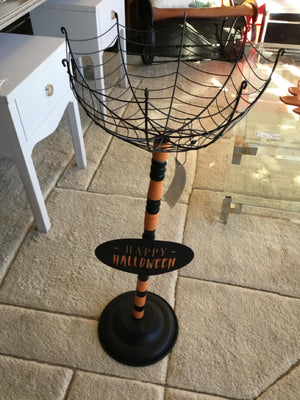 Halloween Black/Orange Metal Happy Halloween Holiday Item