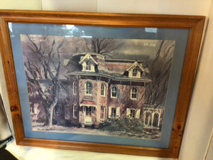 Harry Wysocki Tan/Blue House Framed Art